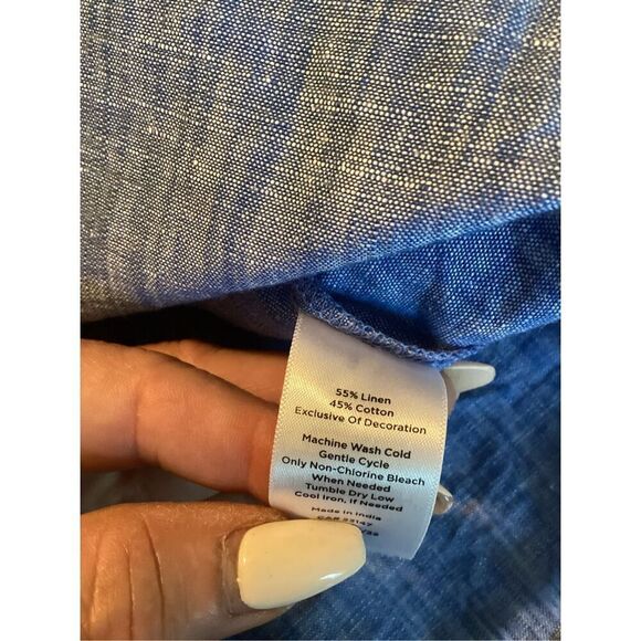 Talbots Embroidered Linen Blend Top Sz L Petite Floral Boho - Picture 10 of 10